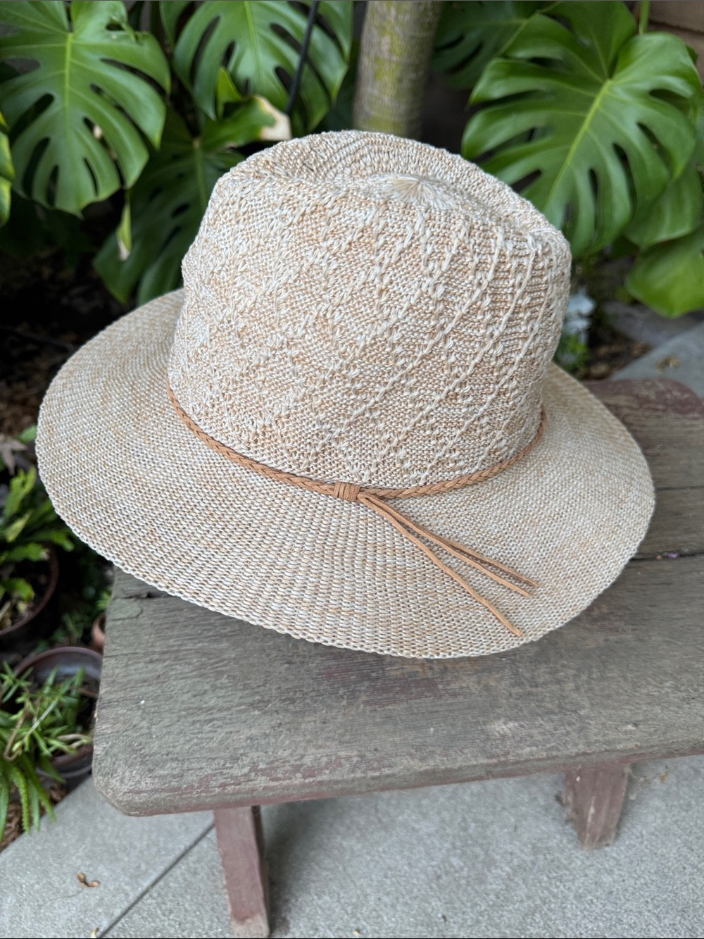 Free People Santa Barbara Packable Hat Vanilla Combo NWT Ivory OS Adjustable